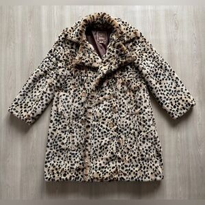 Vintage Excelled Collection Faux Fur Leopard Print Coat Sz M